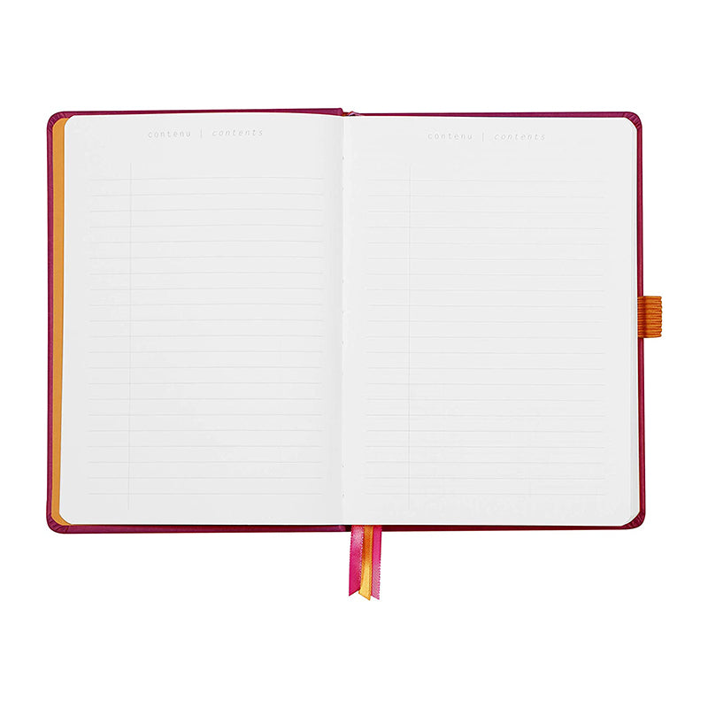 RHODIArama Goalbook Hardcover White A5 Dot Raspberry