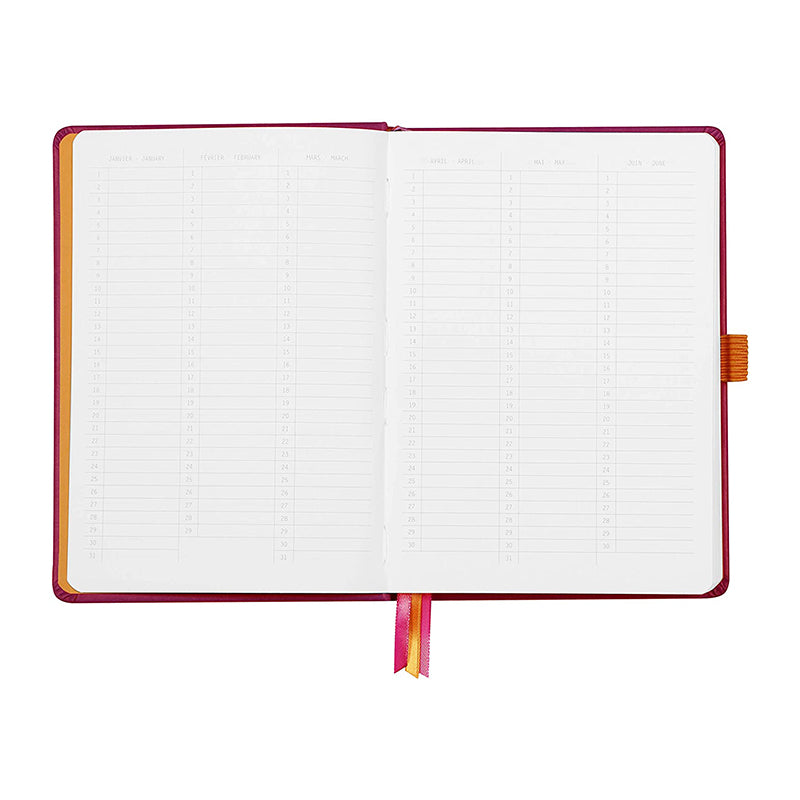 RHODIArama Goalbook Hardcover White A5 Dot Raspberry