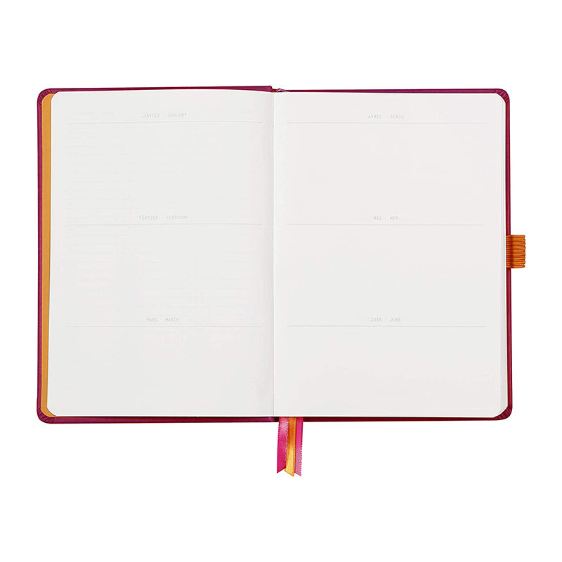 RHODIArama Goalbook Hardcover White A5 Dot Raspberry