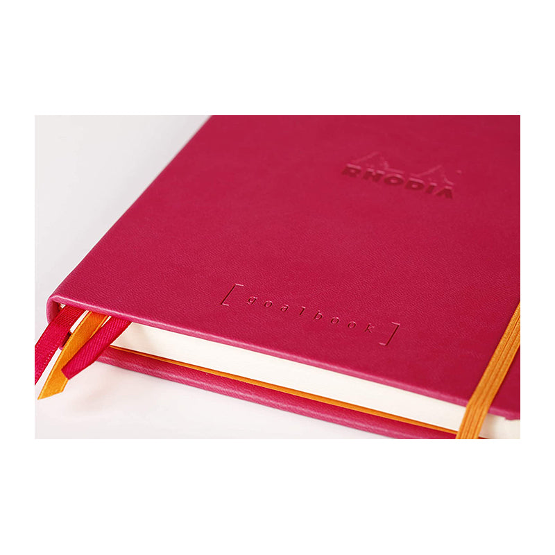 RHODIArama Goalbook Hardcover White A5 Dot Raspberry