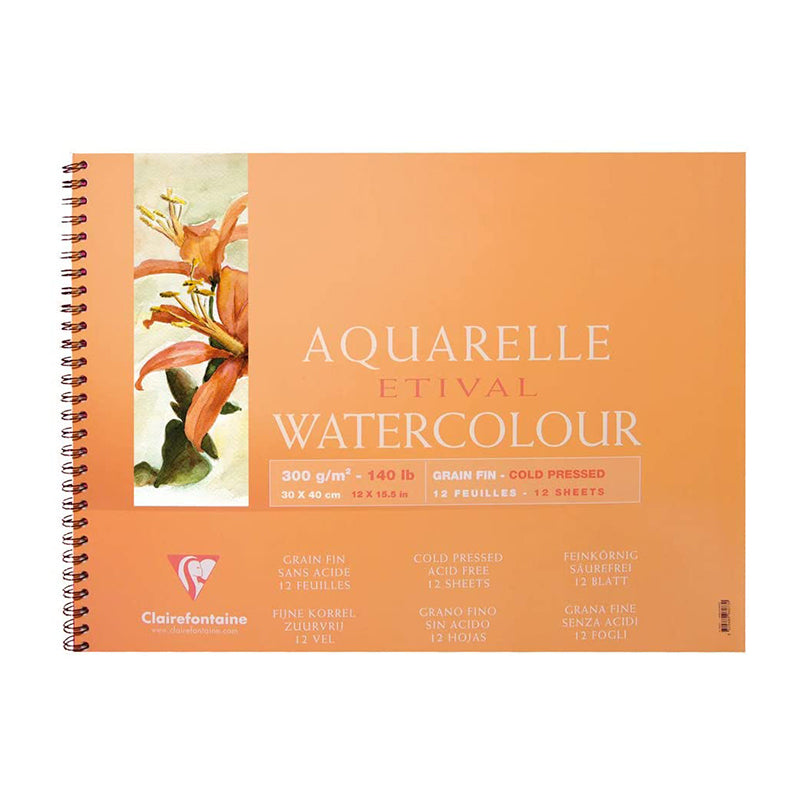 CLAIREFONTAINE Wirebound Cold Pressed 300g 30x40cm 12s