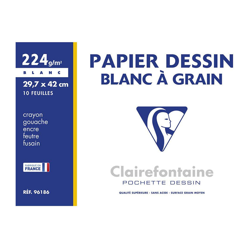 CLAIREFONTAINE White Grained Drawing Paper A3 224g 10s