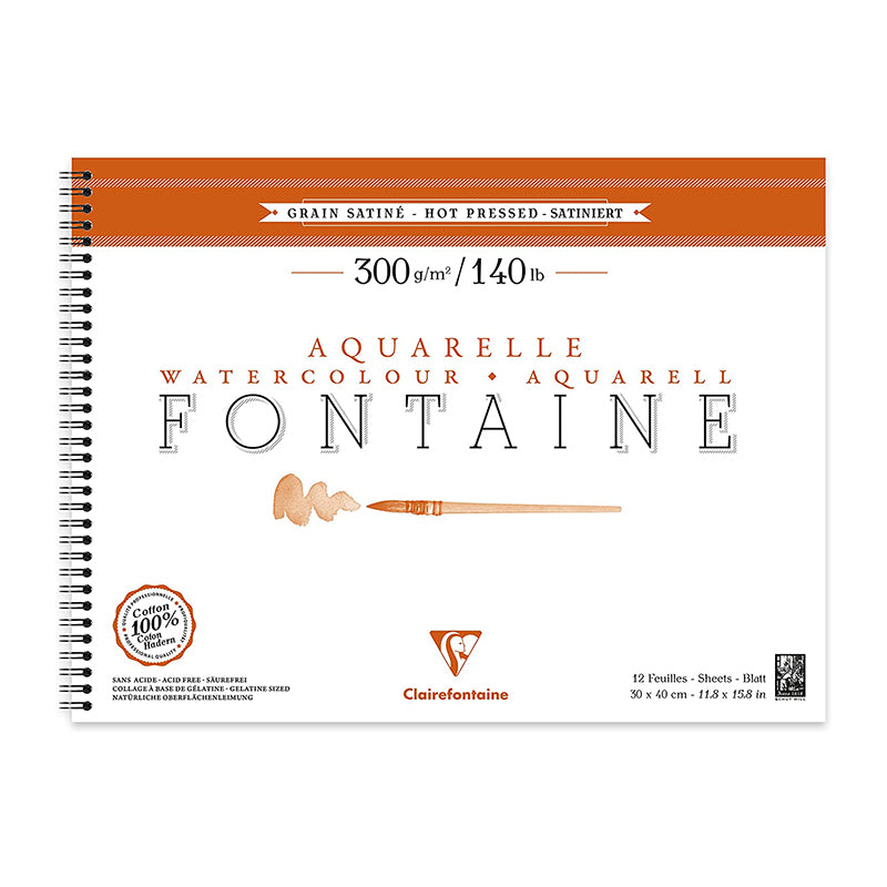 CLAIREFONTAINE Fontaine Wirebound Hot Pressed 300g 30x40cm 12s