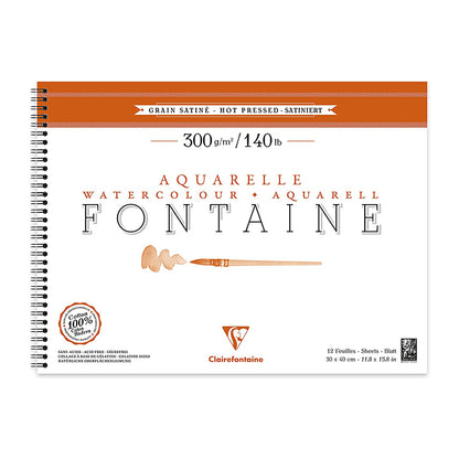 CLAIREFONTAINE Fontaine Wirebound Hot Pressed 300g 30x40cm 12s