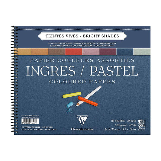 CLAIREFONTAINE Ingres Pastel Pad 130g 24x30cm Bright Shade Ass