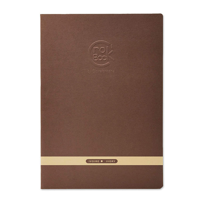 CLAIREFONTAINE Crok'Book Stapled A4 Portrait 90gsm Ivory-Dark Brown