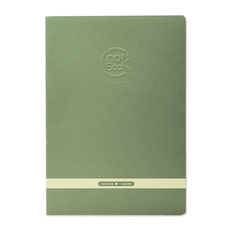 CLAIREFONTAINE Crok'Book Stapled A4 Portrait 90gsm Ivory-Green