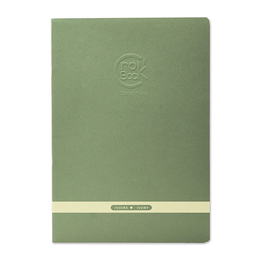 CLAIREFONTAINE Crok'Book Stapled A4 Portrait 90gsm Ivory-Green