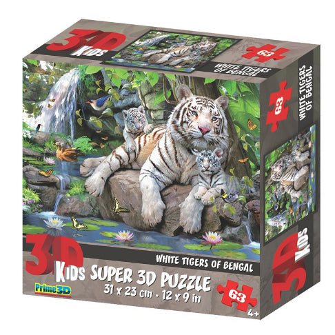 HOWARD ROBINSON Super 3D Kids Puzzle 63pc White Tigers Default Title