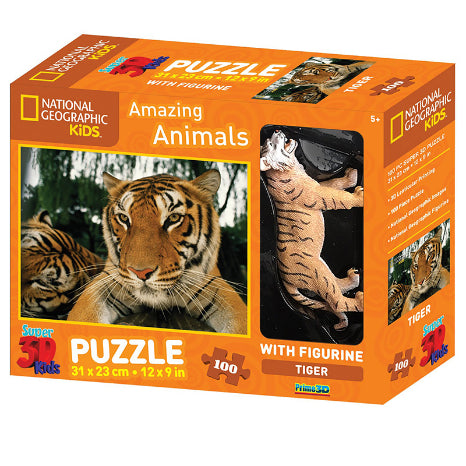 NATIONAL GEOGRAPHIC 3D Kids Puzzle w/Figurine 100pc Tiger Default Title