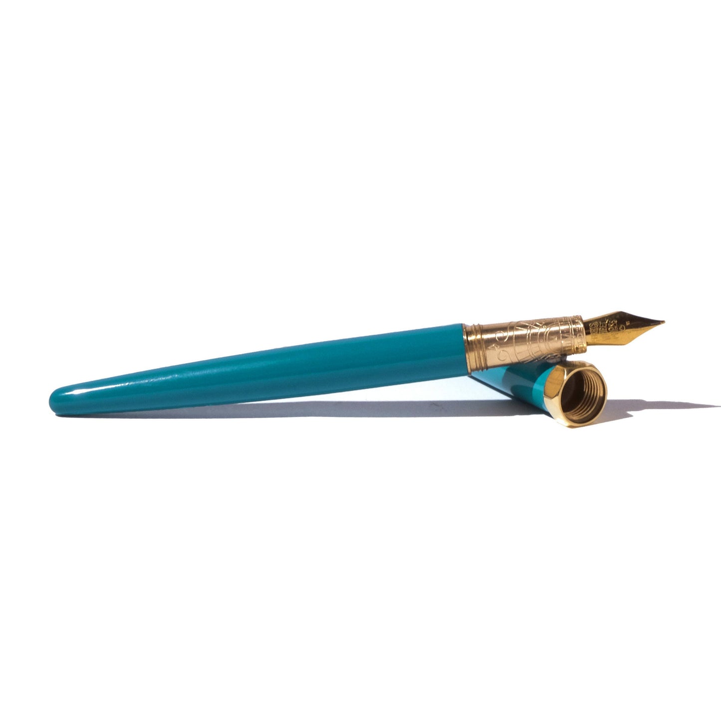 FERRIS WHEEL PRESS Brush Gold Plated Nib Fountain Pen-F Printmaker's Teal Default Title