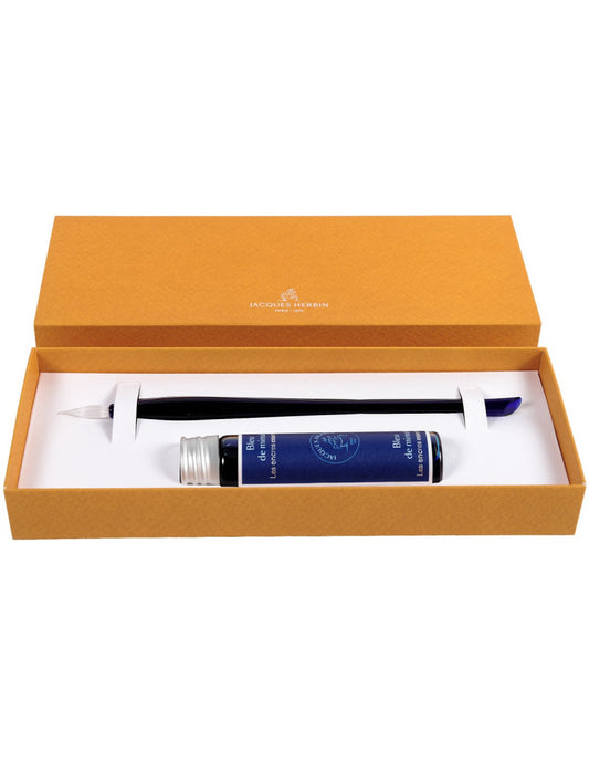 JACQUES HERBIN Prestige Glass Pen Set Blue Default Title