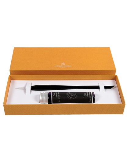 JACQUES HERBIN Prestige Glass Pen Set Black Default Title