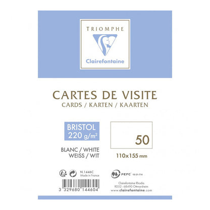 CLAIREFONTAINE Triomphe Bristol Card 110x155mm 220g 50s