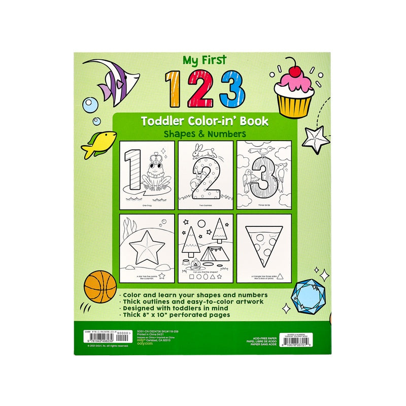 OOLY Toddler Colouring Book-123 Shapes & Numbers Default Title