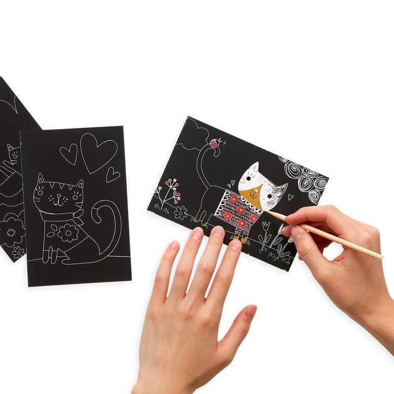 OOLY Mini Scratch & Scribble Art Kit-Cutie Cats Default Title