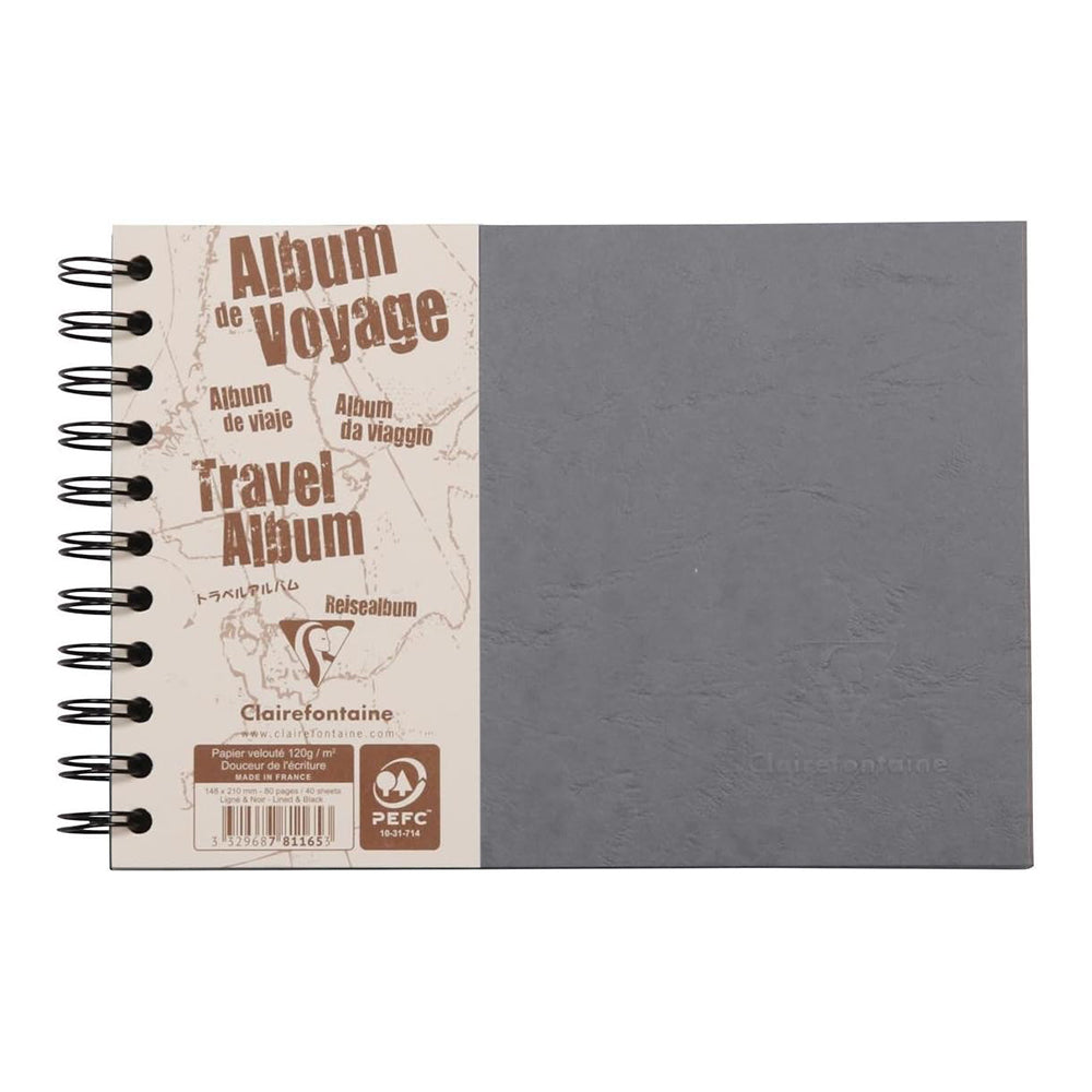 CLAIREFONTAINE Age Bag Travel Album A5 L 80s Lined+Plain Gray