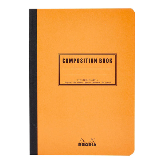 RHODIA Composition Book A5 148x210mm 5x5 Sq Orange