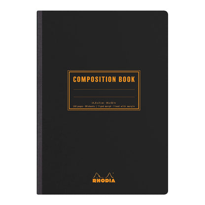 RHODIA Composition Book A5 148x210mm Lined+Margin Black