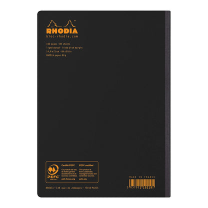 RHODIA Composition Book A5 148x210mm Lined+Margin Black