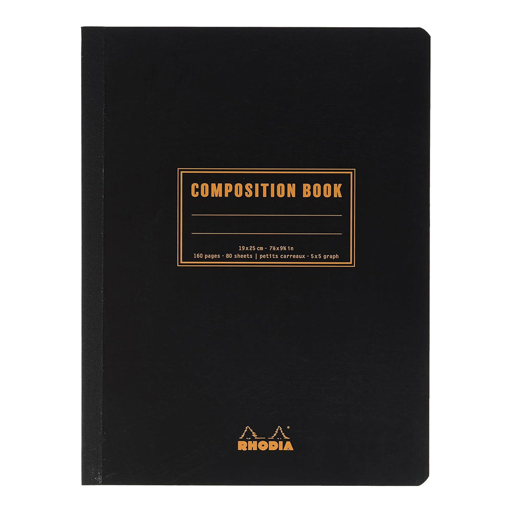 RHODIA Composition Book B5 176x250mm 5x5 Sq Black