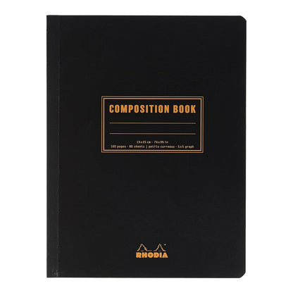 RHODIA Composition Book B5 176x250mm 5x5 Sq Black