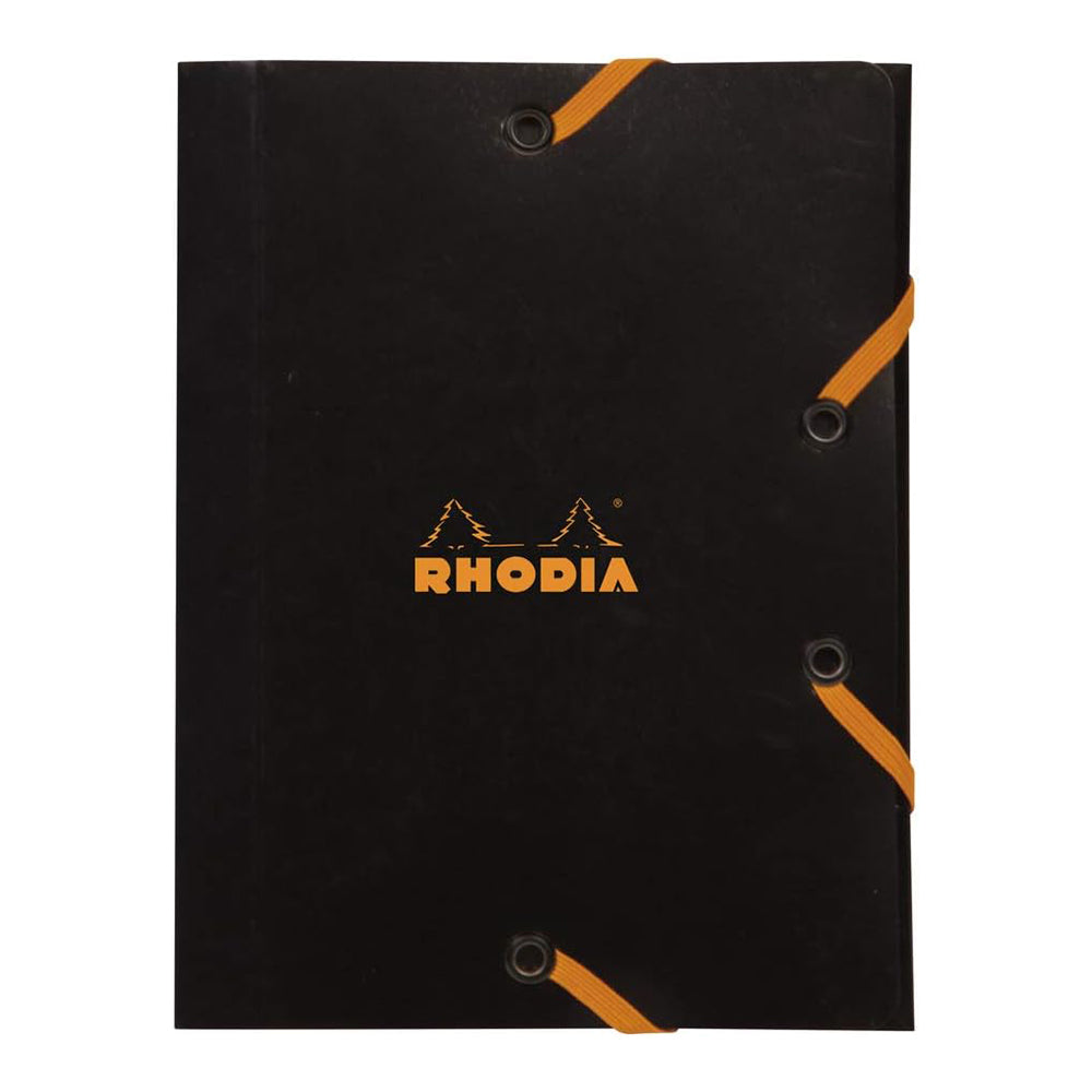 RHODIA 3-Flap Elasticated Folder 12x16cm Black