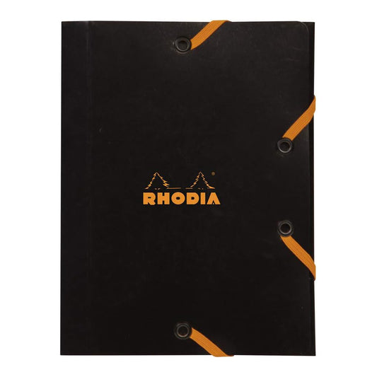 RHODIA 3-Flap Elasticated Folder 12x16cm Black