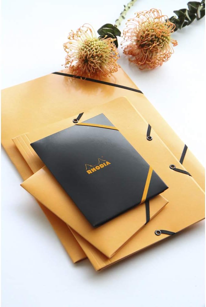 RHODIA 3-Flap Elasticated Folder 12x16cm Black