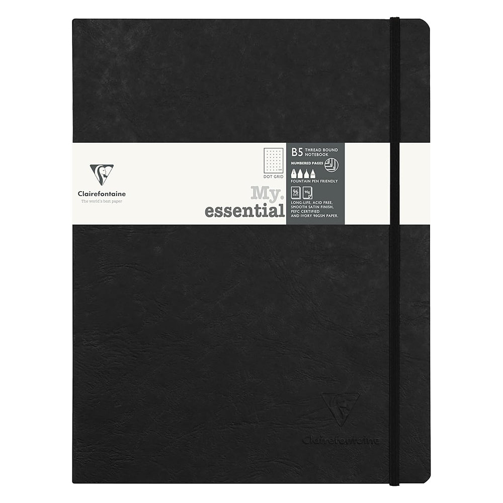 CLAIREFONTAINE Age Bag Threadbound Notebook B5 192s Dot Black