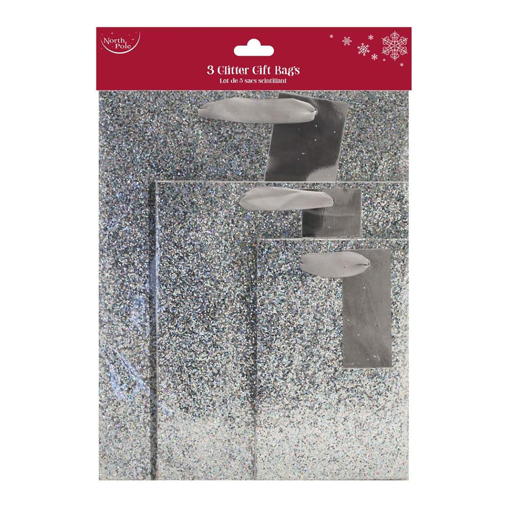 CLAIREFONTAINE Gift Bag Pack of 3 Silver Glitter 48s