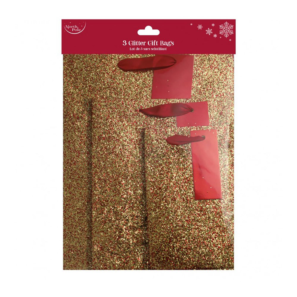 CLAIREFONTAINE Gift Bag Pack of 3 Red Glitter 48s