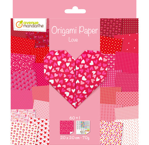 AVENUE MANDARINE Origami Paper 20x20cm 70g 60+1 Love 1233935