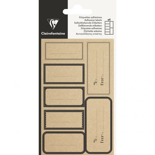 CLAIREFONTAINE Adhesive Labels Minimalist 28s Kraft Blk Rect