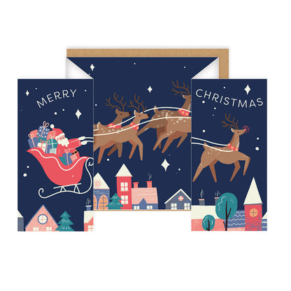 OHH DEER Card Christmas Santa's Sleigh Concertina Default Title