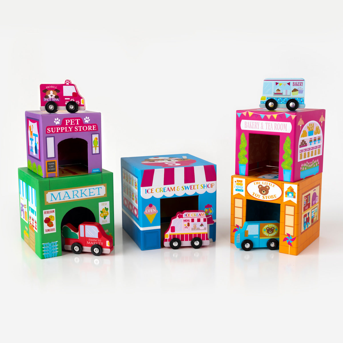 OOLY Stackables Nested Cardboard Toy-Rainbow Town Default Title