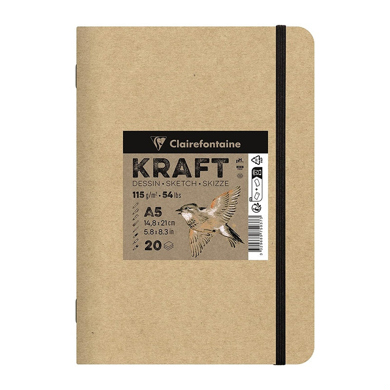 CLAIREFONTAINE Plain Kraft Stapled Book 115g A5 20s