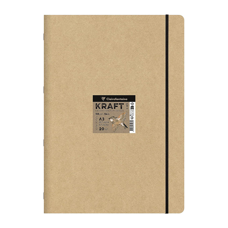 CLAIREFONTAINE Plain Kraft Stapled Book 115g A3 20s