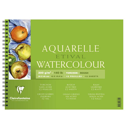 CLAIREFONTAINE Etival Wirebound Pad Rough 250g 30x40cm 12s