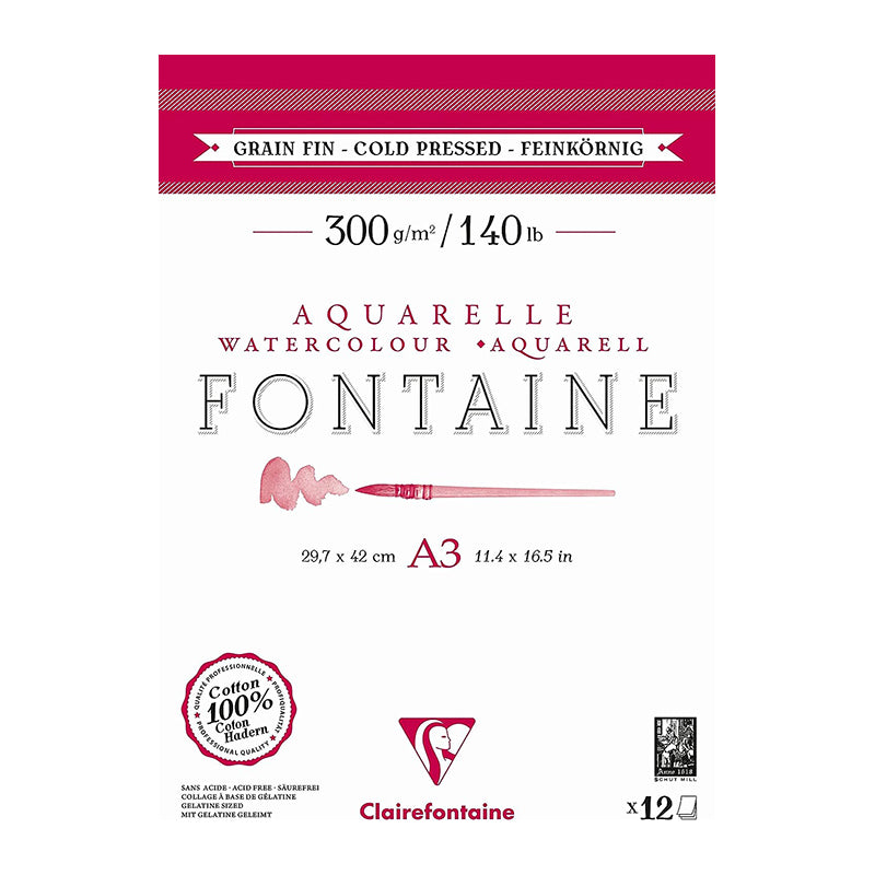 CLAIREFONTAINE Fontaine 2 Sides Cold Pressed 300g A3 12s