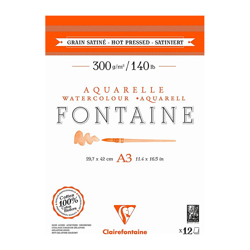 CLAIREFONTAINE Fontaine 2 Sides Hot Pressed 300g A3 12s