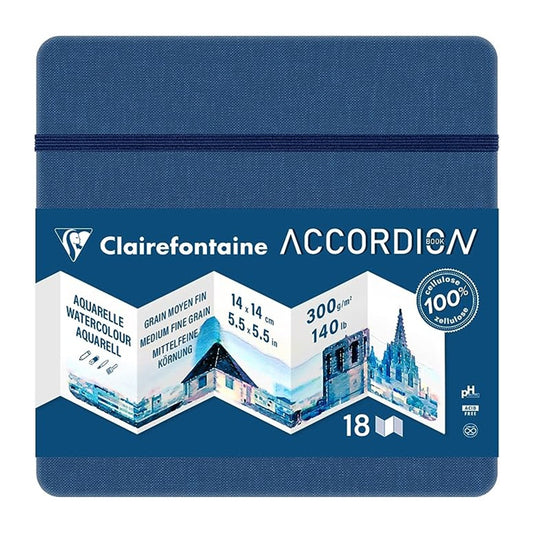 CLAIREFONTAINE Accordion Book Medium Fine Grain 300g 14x14cm 18p