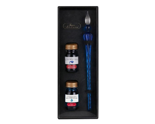 JACQUES HERBIN Ink & Glass Pen Set Blue Default Title