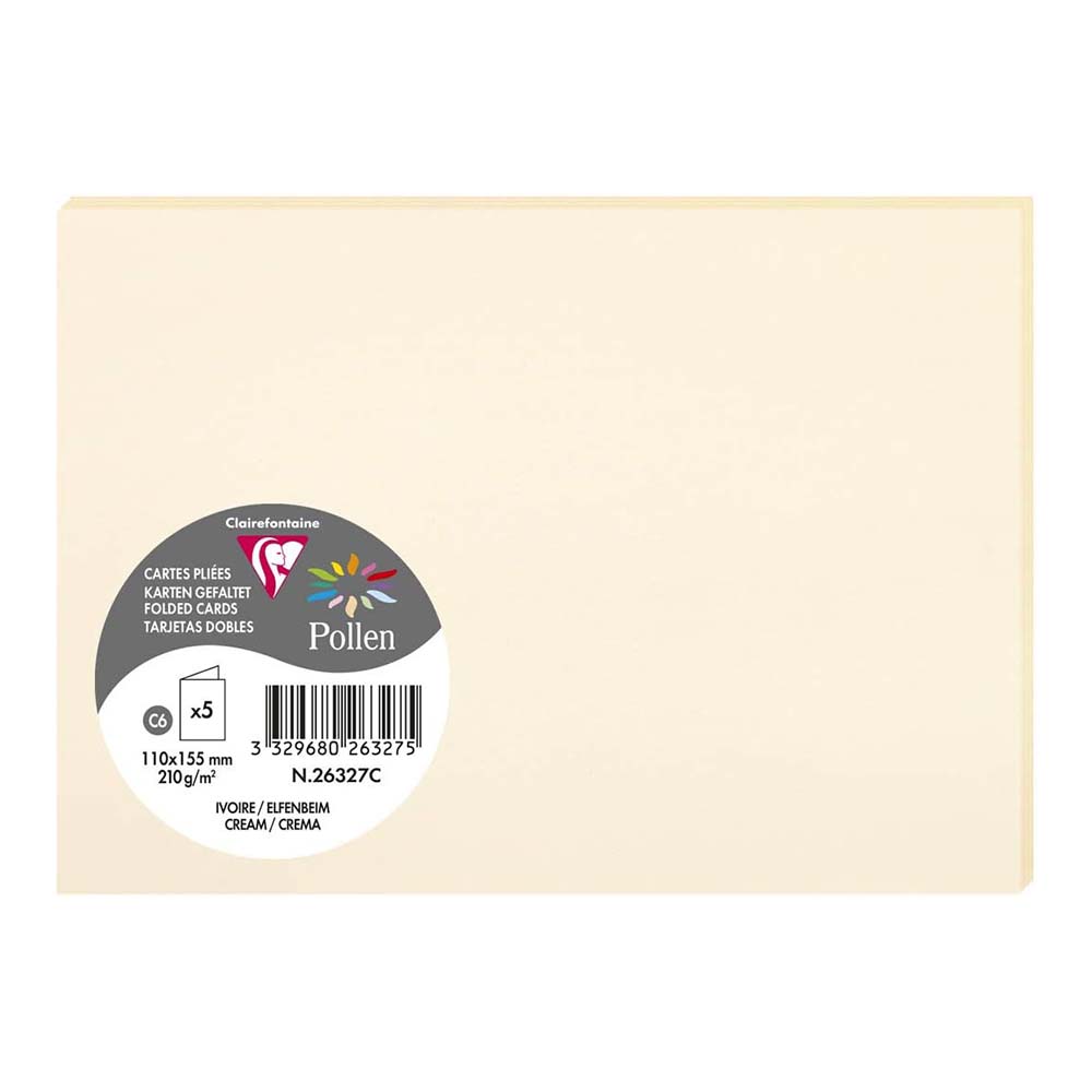 POLLEN Folded Cards 120g 162x114mm Cream 5s