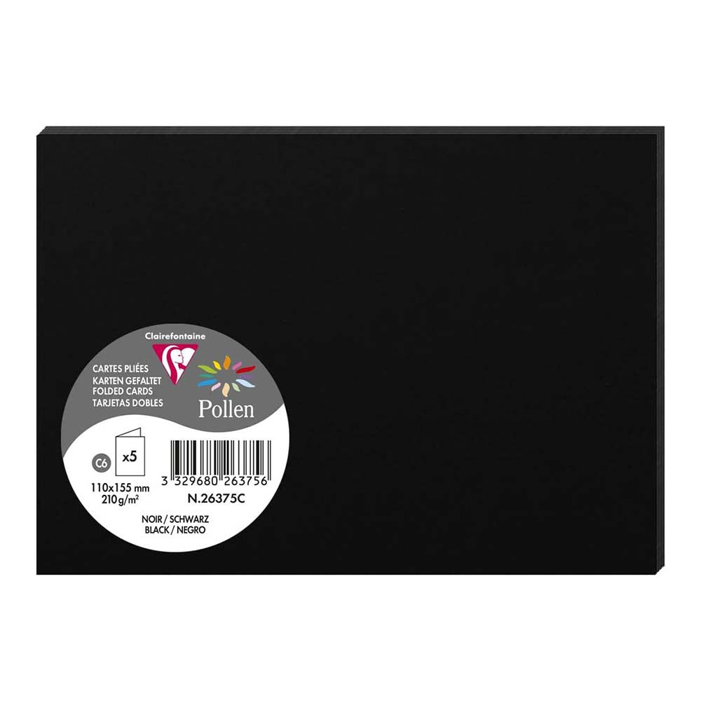 POLLEN Folded Cards 120g 162x114mm Black 5s