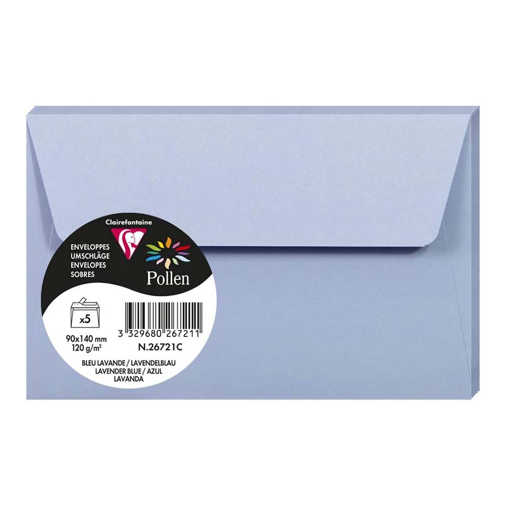 POLLEN Envelopes 120g 90x140mm Lavender Blue 5s