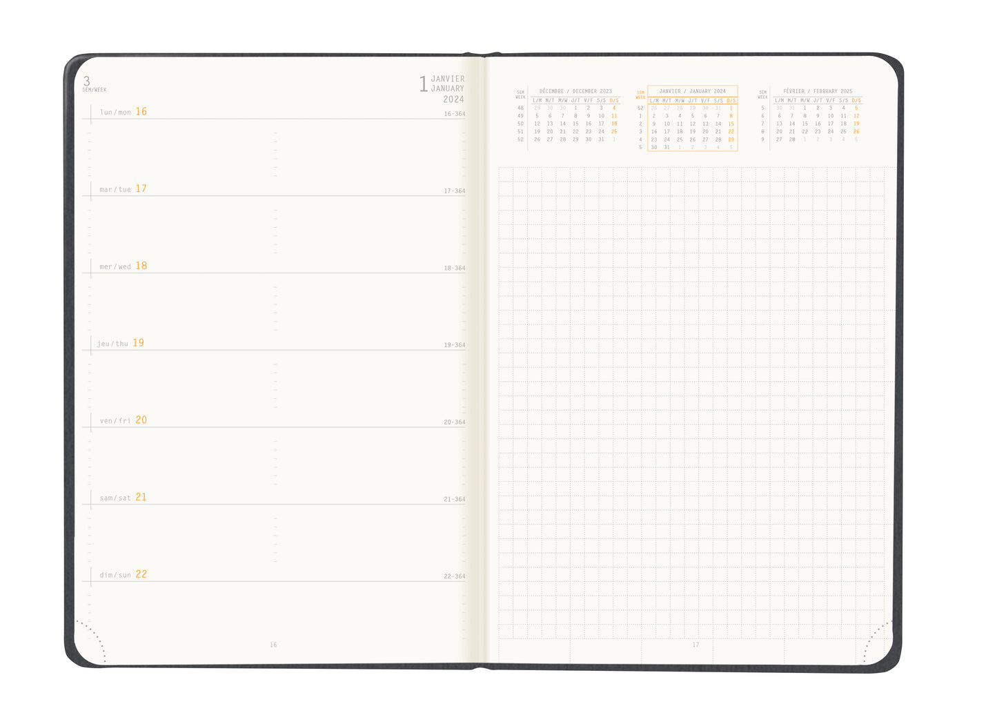 RHODIA 2024 Webplanner A5 Weekly Horizontal Titanium