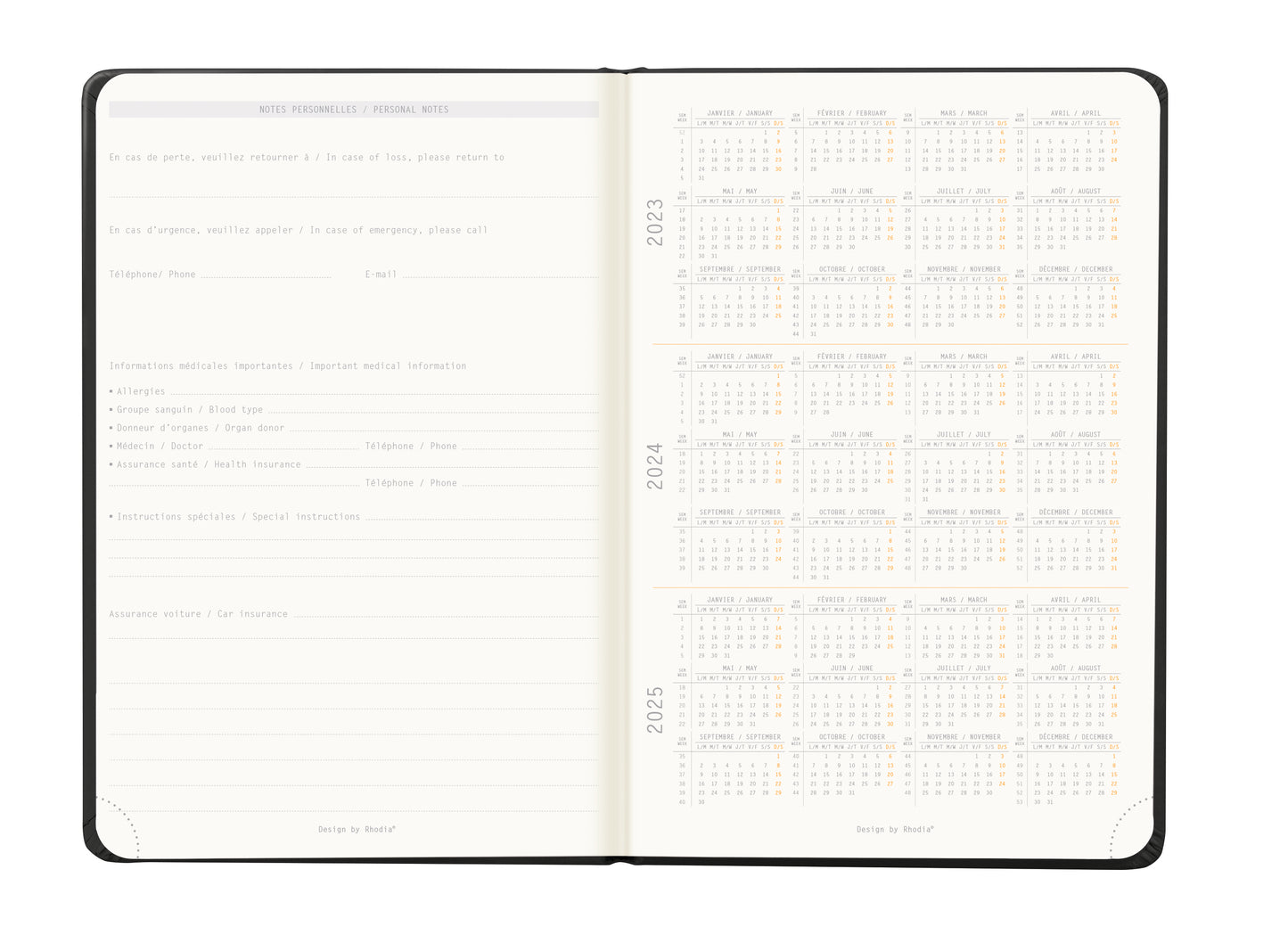 RHODIA 2024 Webplanner A5 Weekly Vertical Black