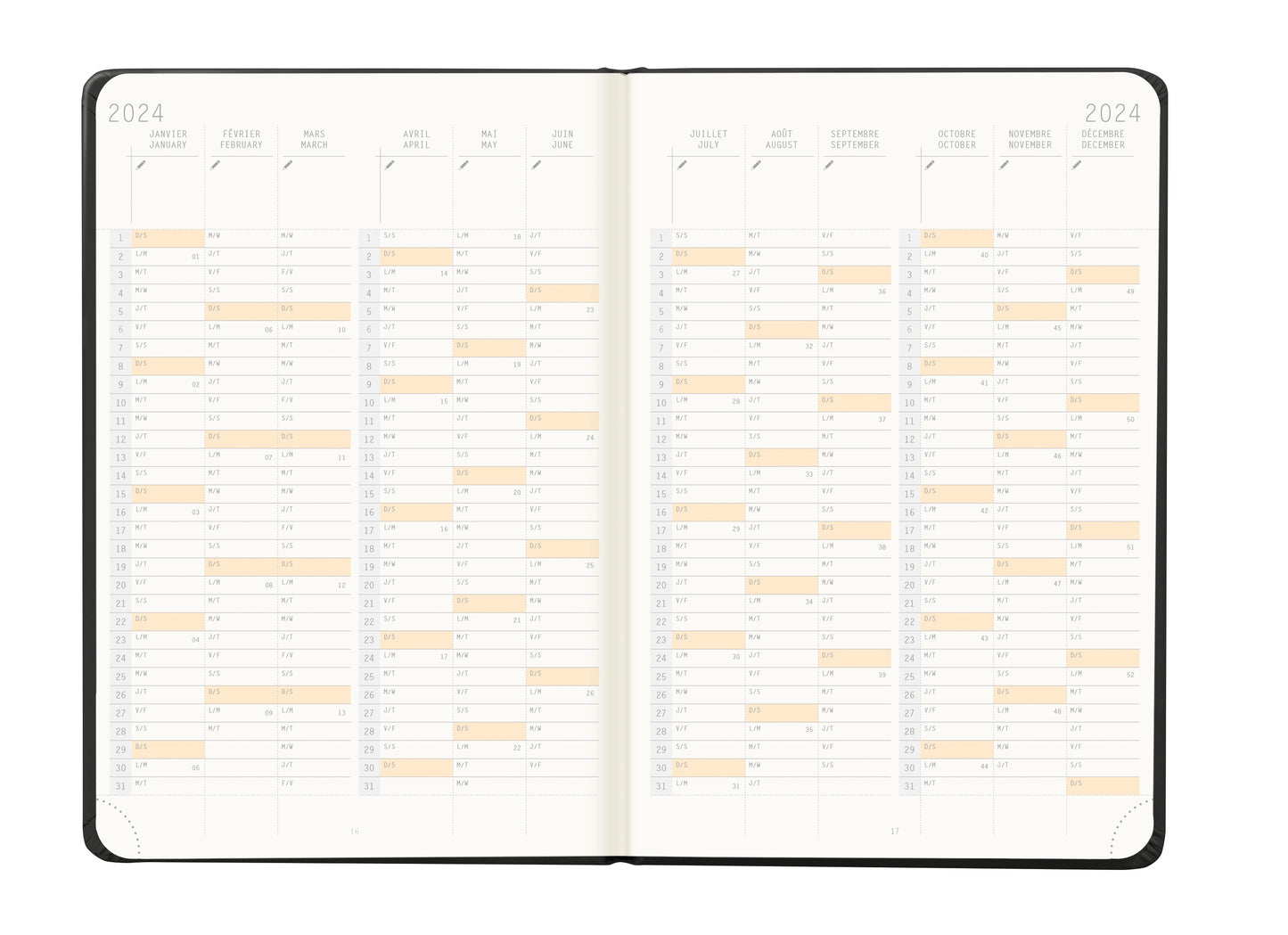 RHODIA 2024 Webplanner A5 Weekly Vertical Black