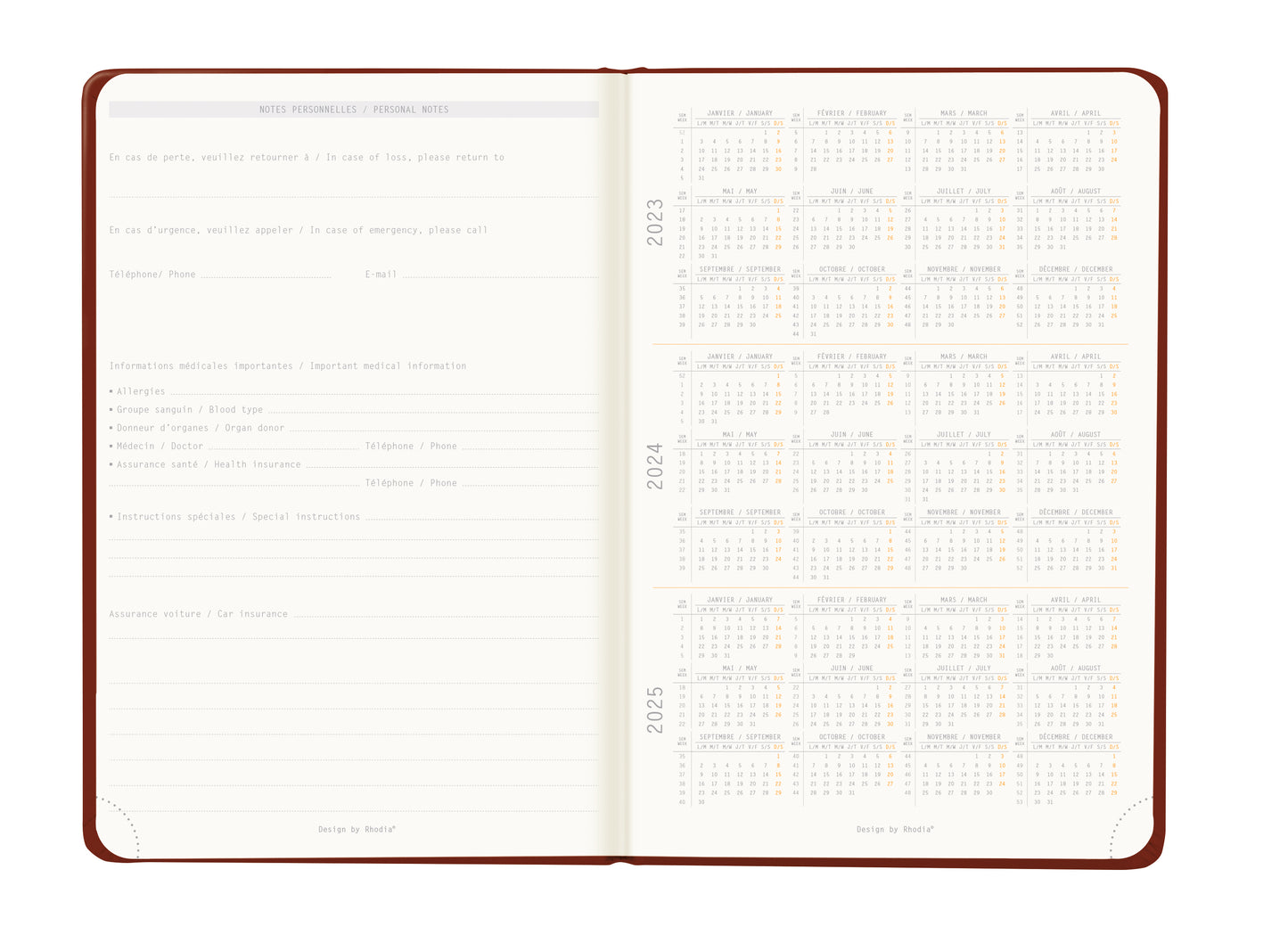 RHODIA 2024 Webplanner A5 Weekly Vertical Burgundy